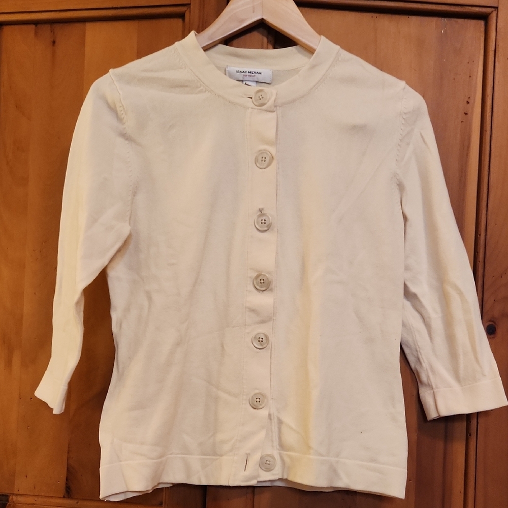 Isaac Mizrahi Cream Cardigan Sweater
